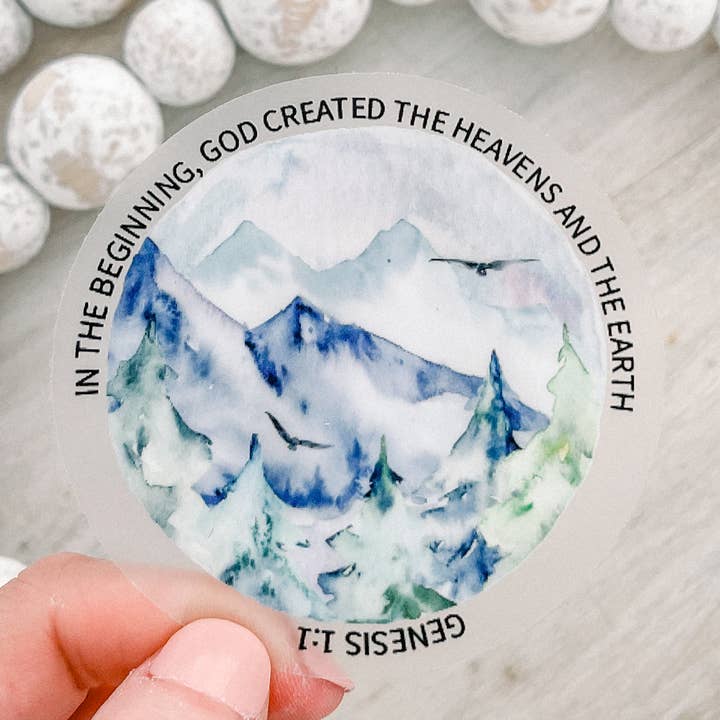 Savannah and James Co - Wholesale Sticker - In The Beginning Clear Vinyl, Sticker, 3x3 in.0