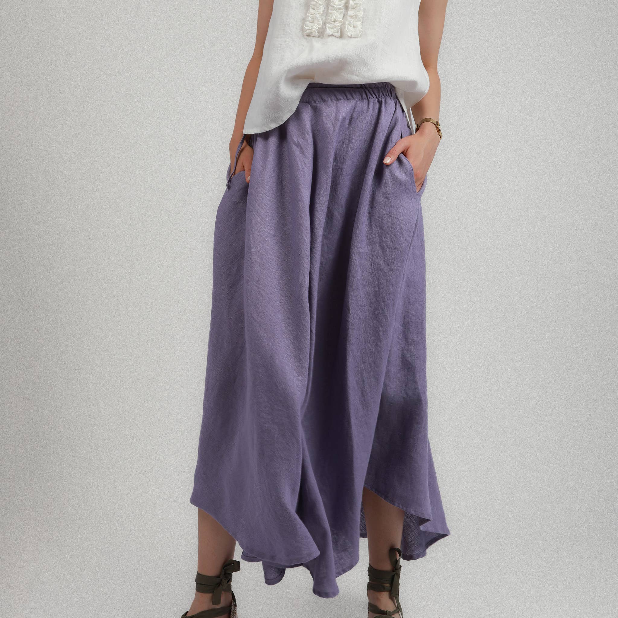 Knotium - Vendita all'ingrosso Gonna - Donna - Gonna Maxi a Ruota POPPY con Tasche7