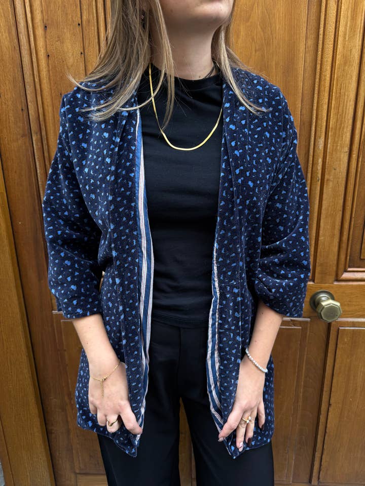 Kimono Velour Jungle Lounge Leopard Blå för wholesale av Jolly Jungle