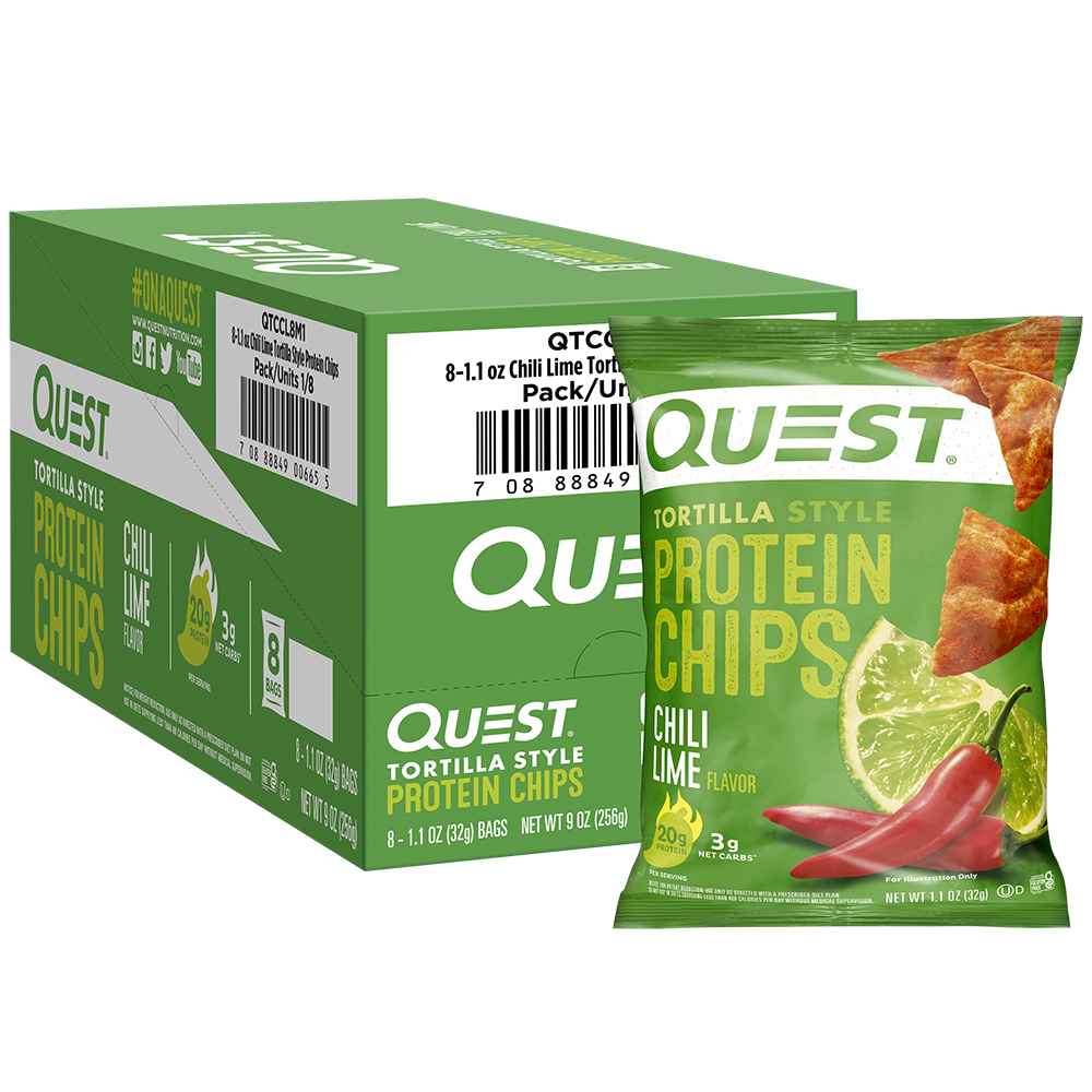 L&F Universal Goods - Vendita all'ingrosso Patatine - QUEST PROTEIN CHIPS 8/1,1OZ CHILI LIME0