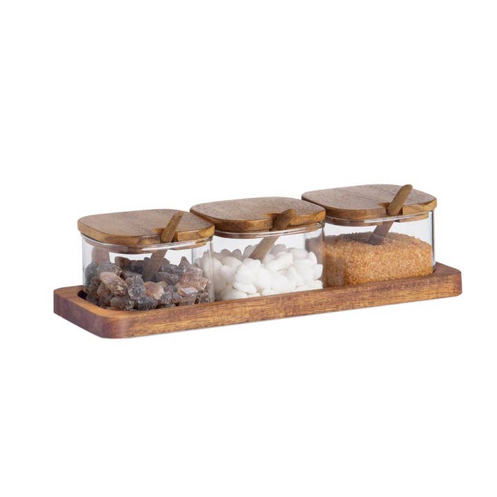 Glasburkar och naturligt trä för wholesale av Andrea House