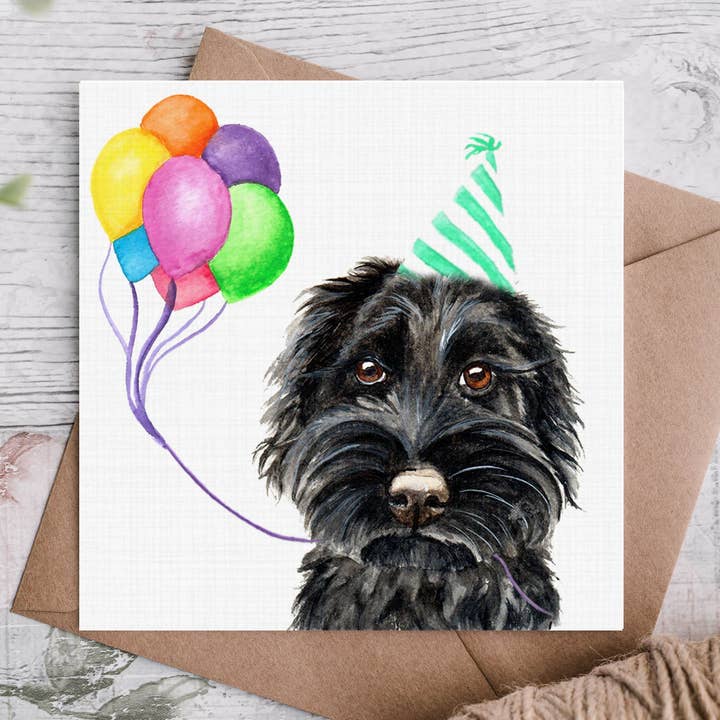 Tarjeta de cumpleaños de Cockapoo negro para venta al por mayor de Cloud Jellybean Art