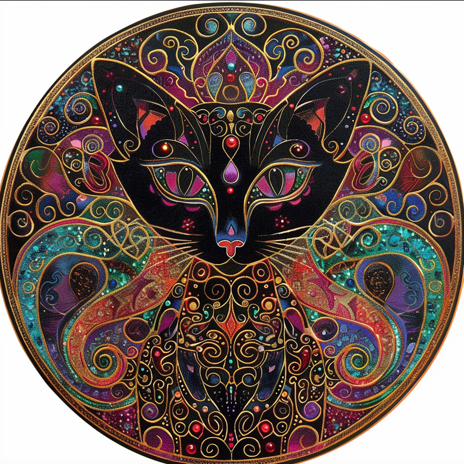 Bodhi Leaf Market - Venta al por mayor Papel pintado 3D - Adorno de pared tamborín con arte de gato místico y cintas, Bodhi Pets2