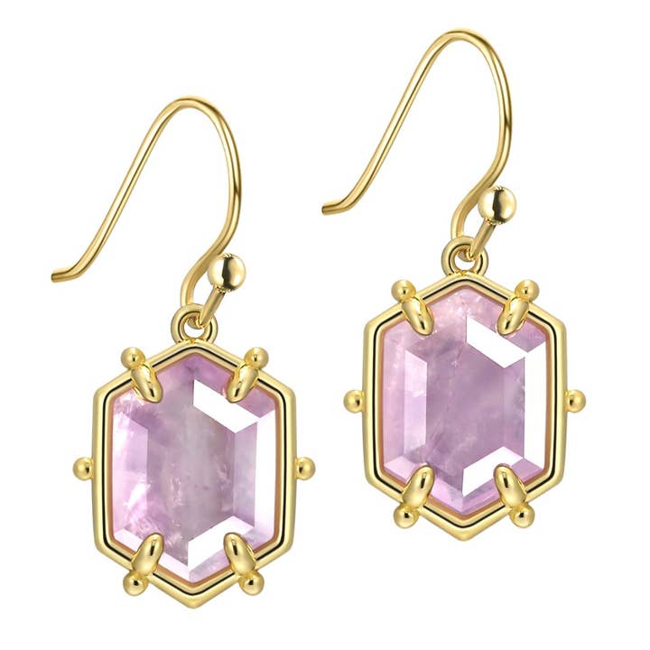 RoseGold Apparel - Venta al por mayor Pendientes colgantes - Aretes colgantes de oro - Amatista clara