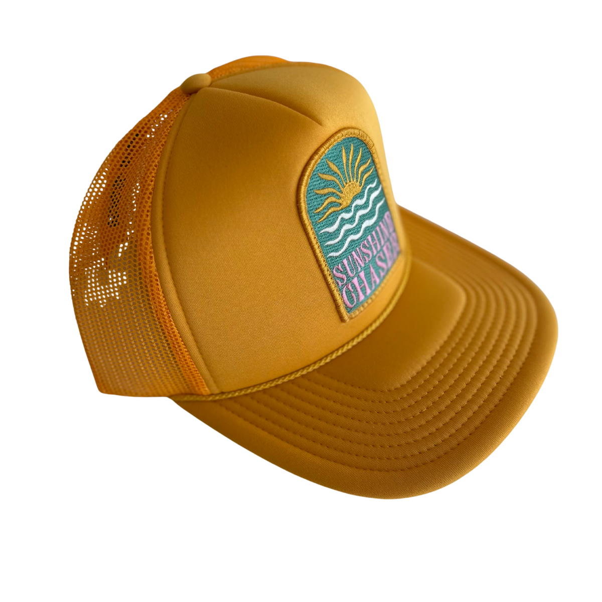 Gold Sunshine Chaser Trucker Hat for wholesale on Faire1