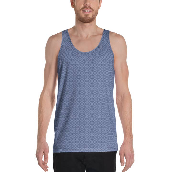 Shipibo Black - Op bestelling gemaakt all-over tanktop - Wild Blue Yonder voor wholesale door symbolika