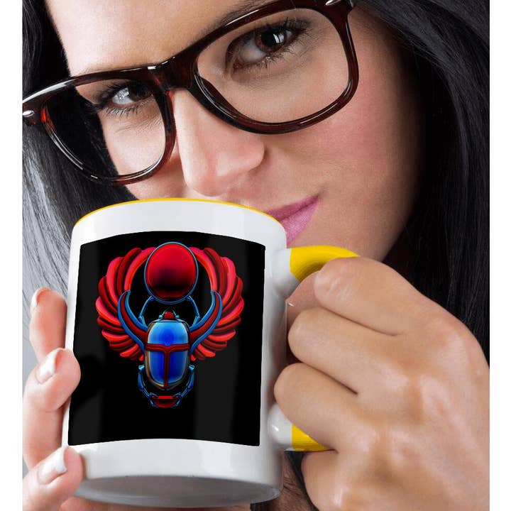 3dRose - Wholesale Coffee Mug - 3dRose, Red and blue scarab beetle ancient Egyptian hieroglyph design., Mug1