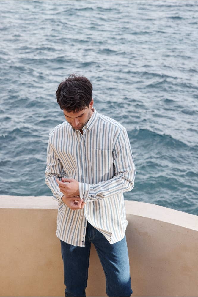 JAQK – Engroshandel Skjorte med buttondown – Mænd – Java Ciotat stribet skjorte i bomuld-lærred0