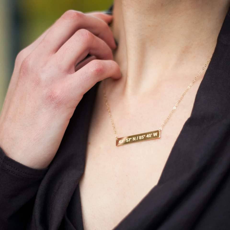Lat & Lo - Wholesale Pendant/Charm Necklace - Coordinates Bar Necklace5