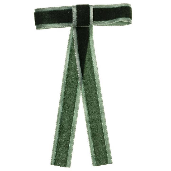 Pince à nœud en velours Long Tail, vert bouteille pour la vente par Beatrice & Bee
