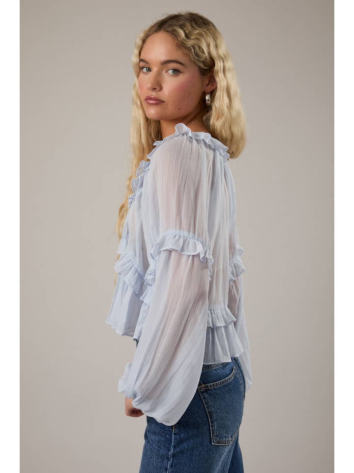 LE LIS - Vente Chemisier – femme - CHEMISIER À ENCOLURE DÉGAGÉE ET VOLANTÉ2