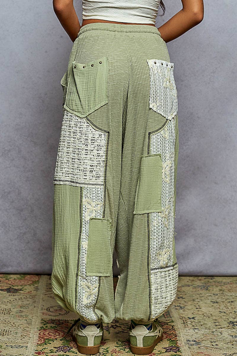 Pol Clothing - Wholesale Pants - Women's - Solid pattern patch detail rib knit jogger pants16