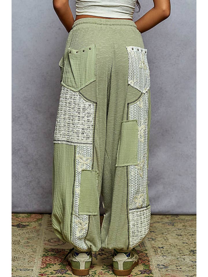 Pol Clothing - Wholesale Pants - Women's - Solid pattern patch detail rib knit jogger pants16