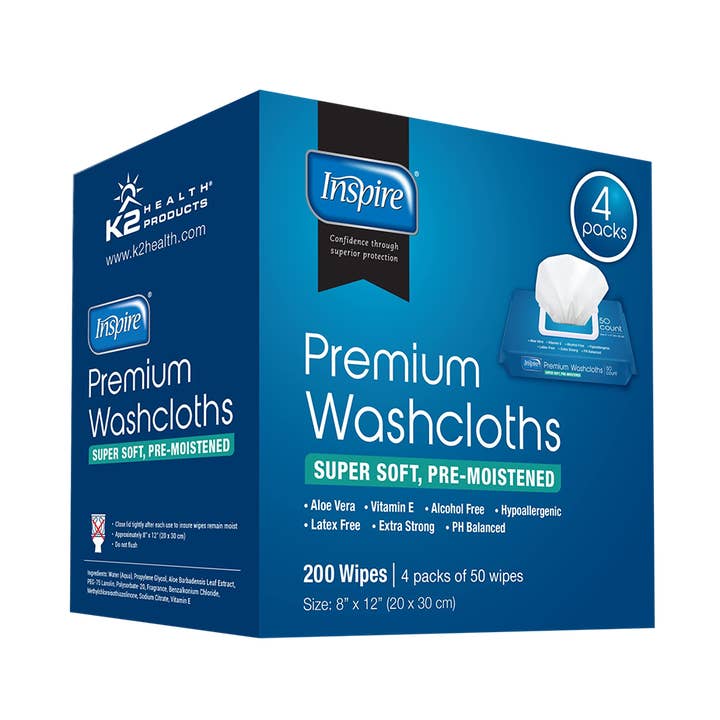 Inspire Adult Wash Cloths 200 Count for wholesale by Inspire