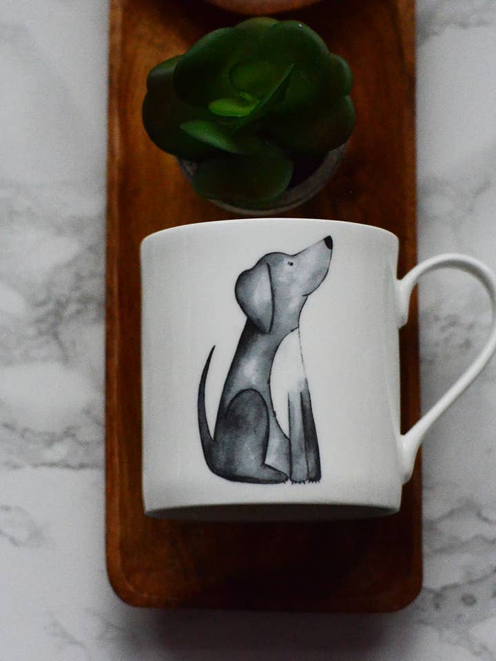 Sitting Labrador Fine Bone China Mug for wholesale by Dimbleby Ceramics