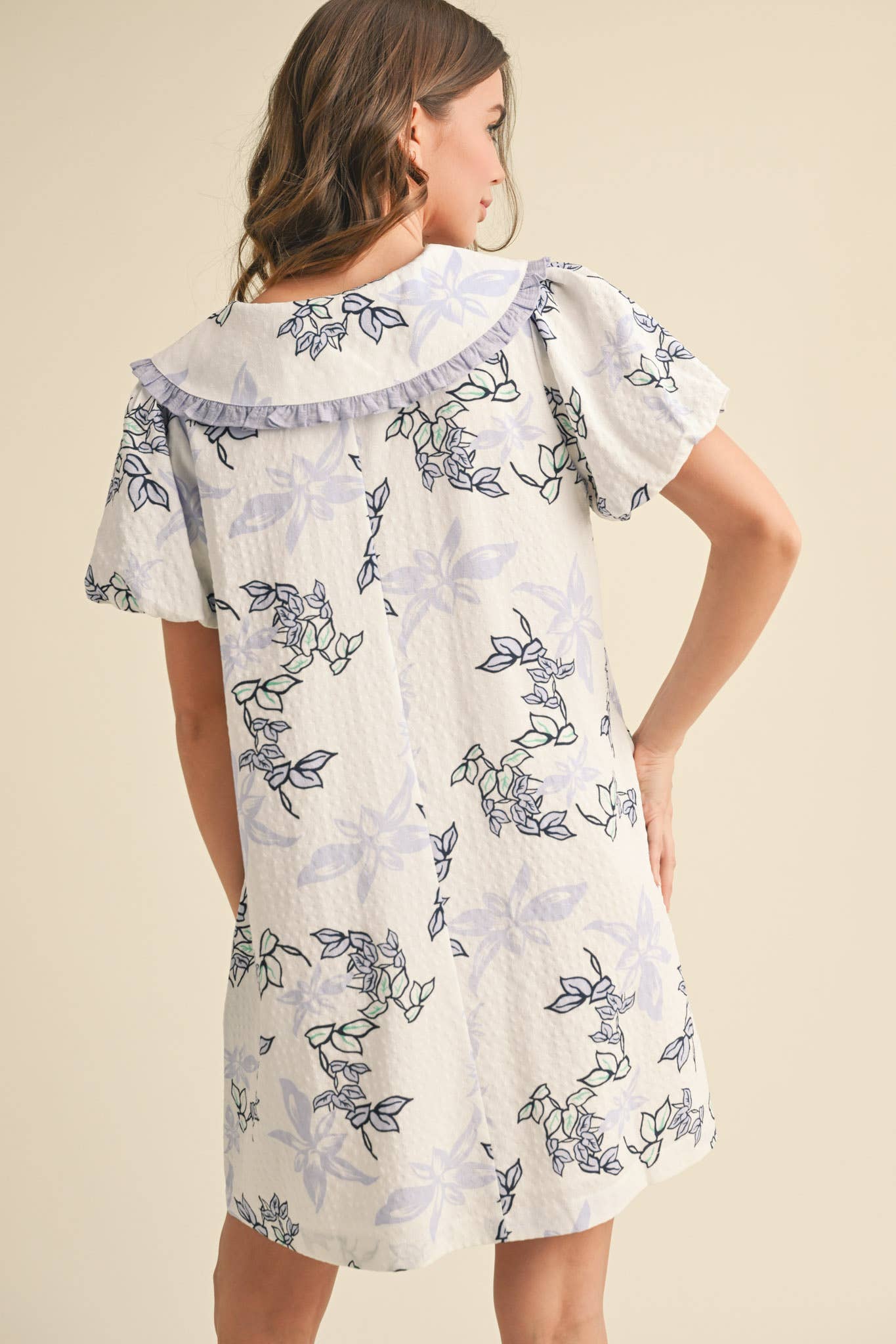 &MERCI - Wholesale Dress - Women's - DOLL COLLAR BUTTON DOWN FLORAL MINI DRESS MDR38795