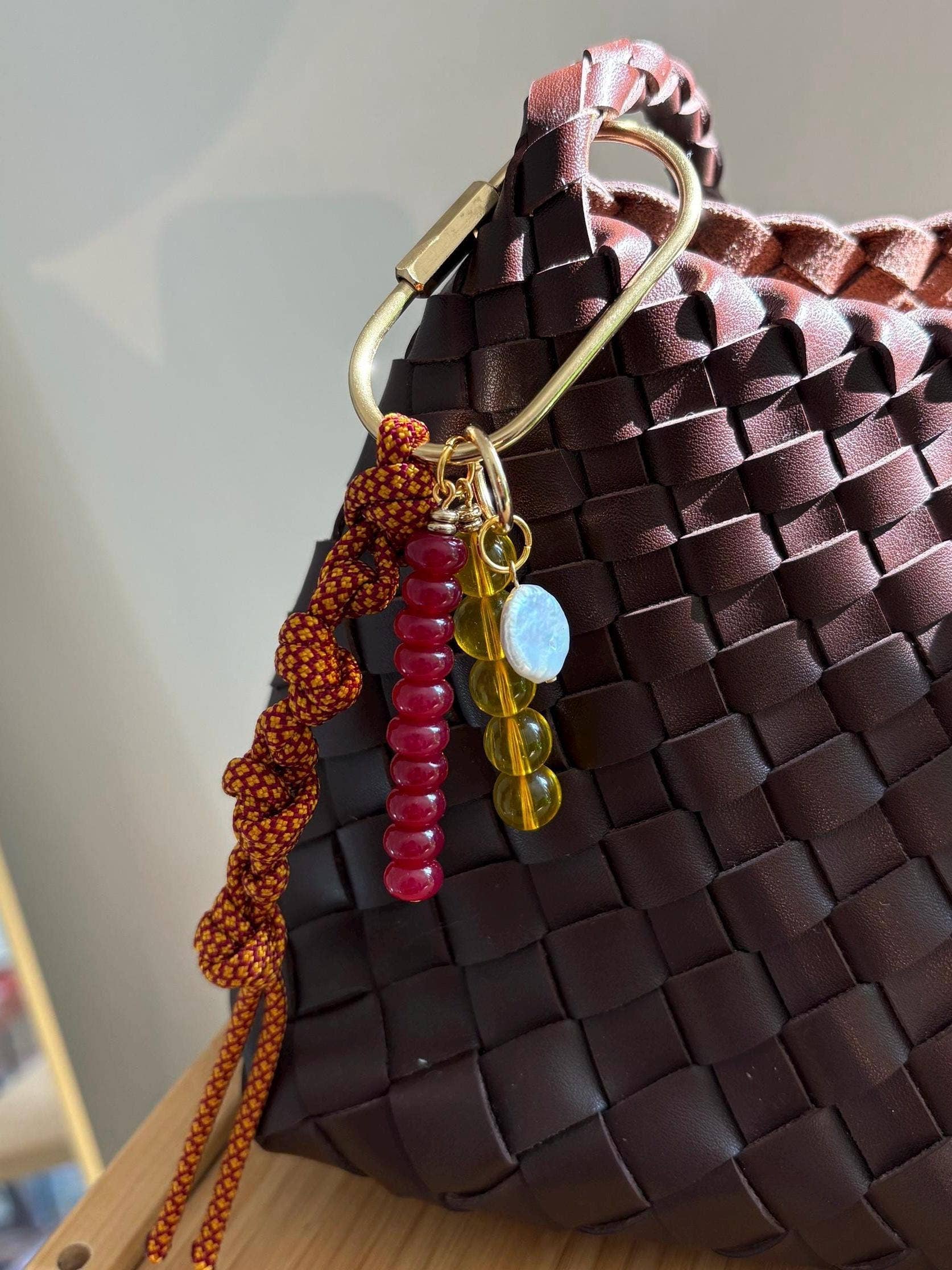 Curated By LW - Wholesale Keychain - Women's - Handmade Bag Charm Keychains with Glass Beads & Pearl0