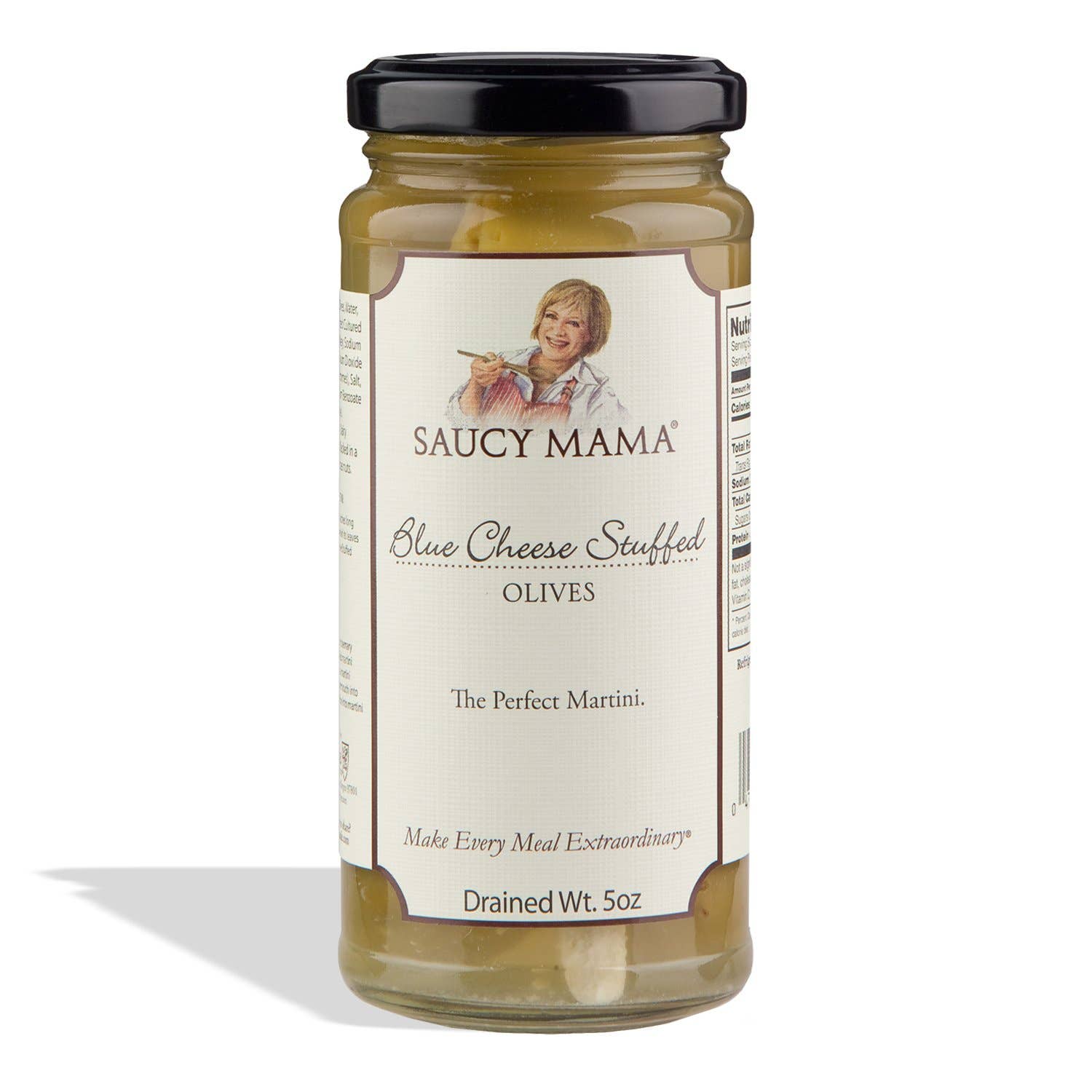 Suzie's Organics and More - Vente Olives - Saucy Mama Olives Farcies au Fromage Bleu - Bocal en Verre de 142g0