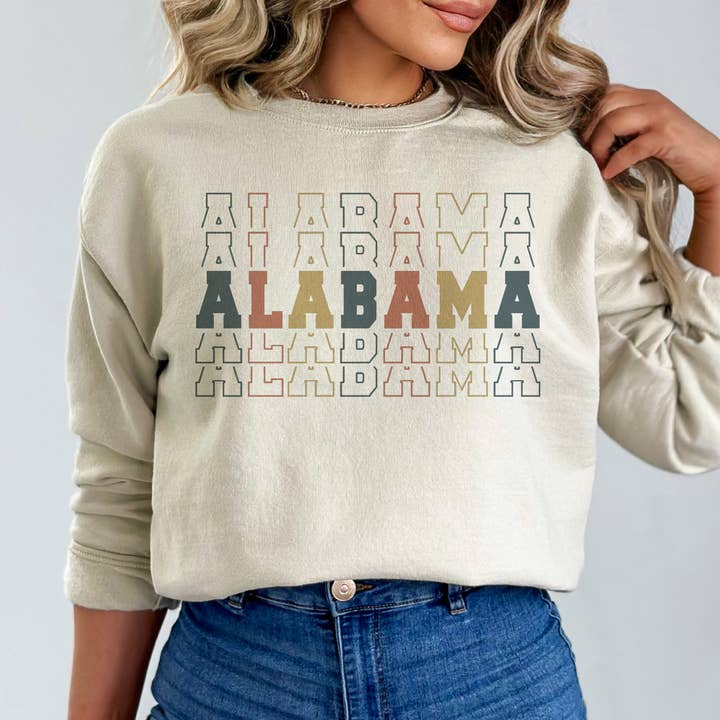 Retro Alabama Crewneck Sweatshirt for wholesale by DaisyChainDesignCo