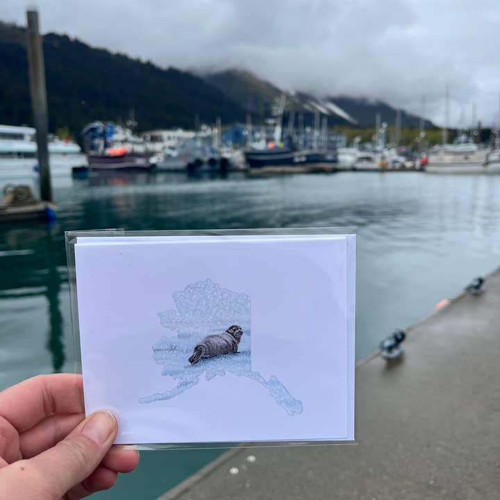 Sea Spray AK - Wholesale Everyday Greeting Card - Alaska State Seal Greeting Card, Harbor Seal, Stationary2