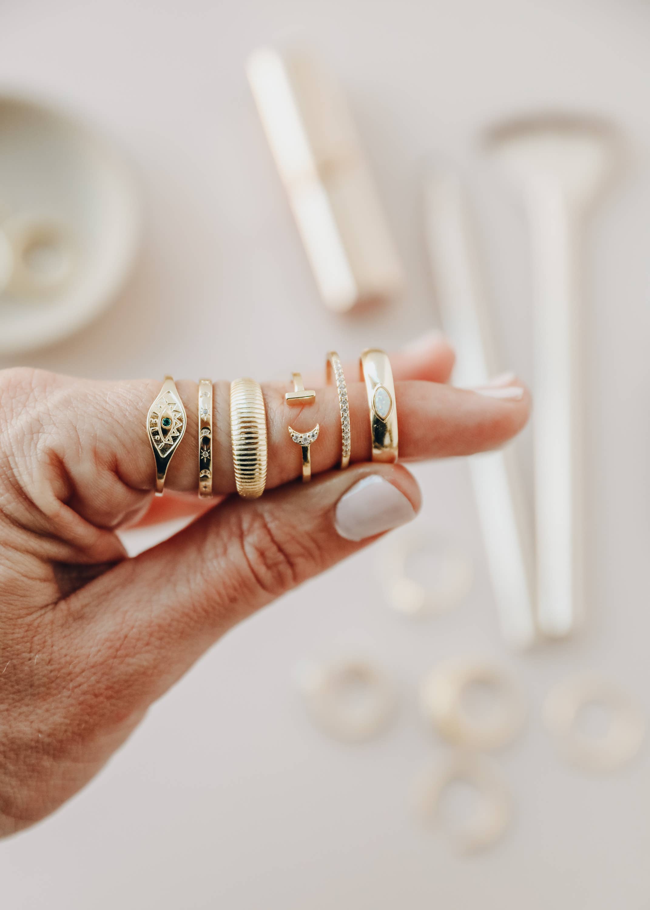 JaxKelly - Wholesale Band/Stacked Ring - Gold Rings - Ridged1