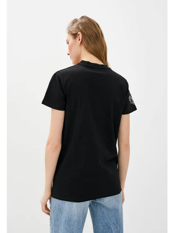 DASTI - Wholesale Screen Printed T-Shirt - Women's - Dasti Black T-Shirt for Women with Colored Skull1