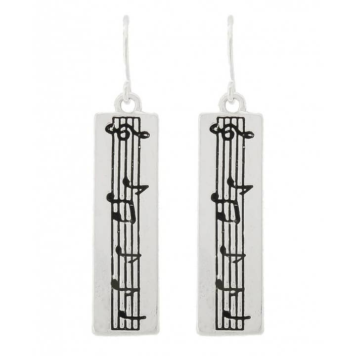 0011 PREMIERE – wholesale Dangle earrings – FR2542 Antique Silver Music Note Metal Earrings