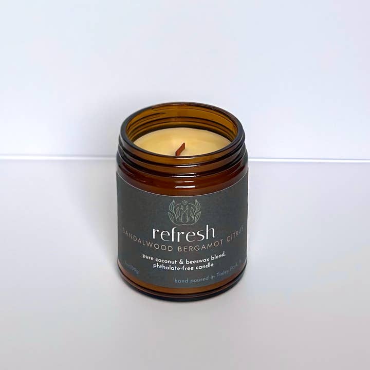 Sprig & Flame - Wholesale Jar/Filled Candle - REFRESH | Pure Coconut Beeswax Hand-Poured Wood Wick Candle4