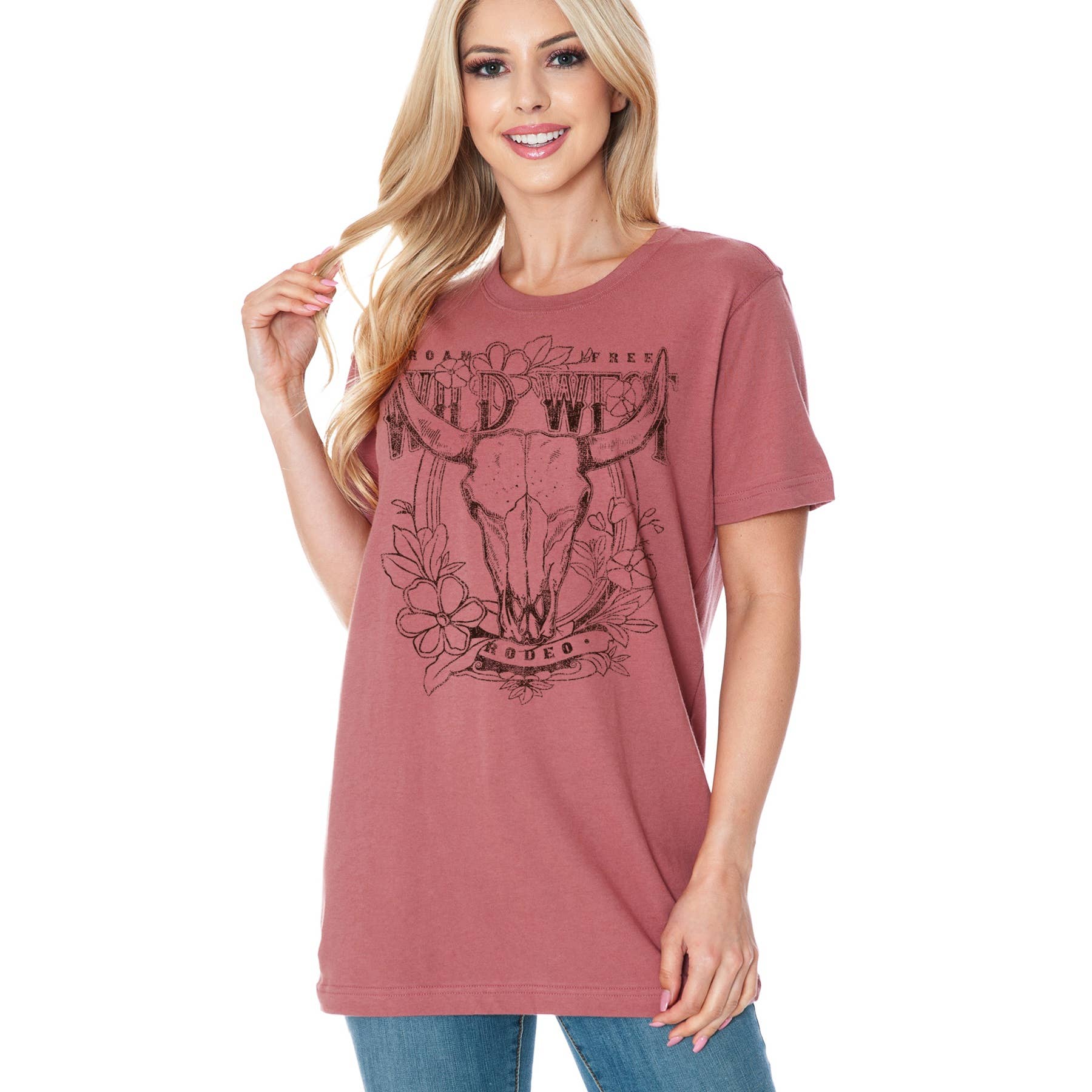 Amused by Blue – Großhandel T-Shirt mit Siebdruck – Damen – WILDER WEST-RODEO1