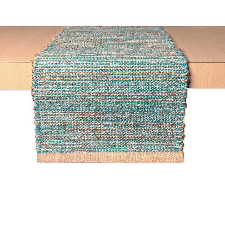 OMBRE TABLE RUNNER, NATURAL AQUA TURQUOISE, 13" x 72" for wholesale on Faire