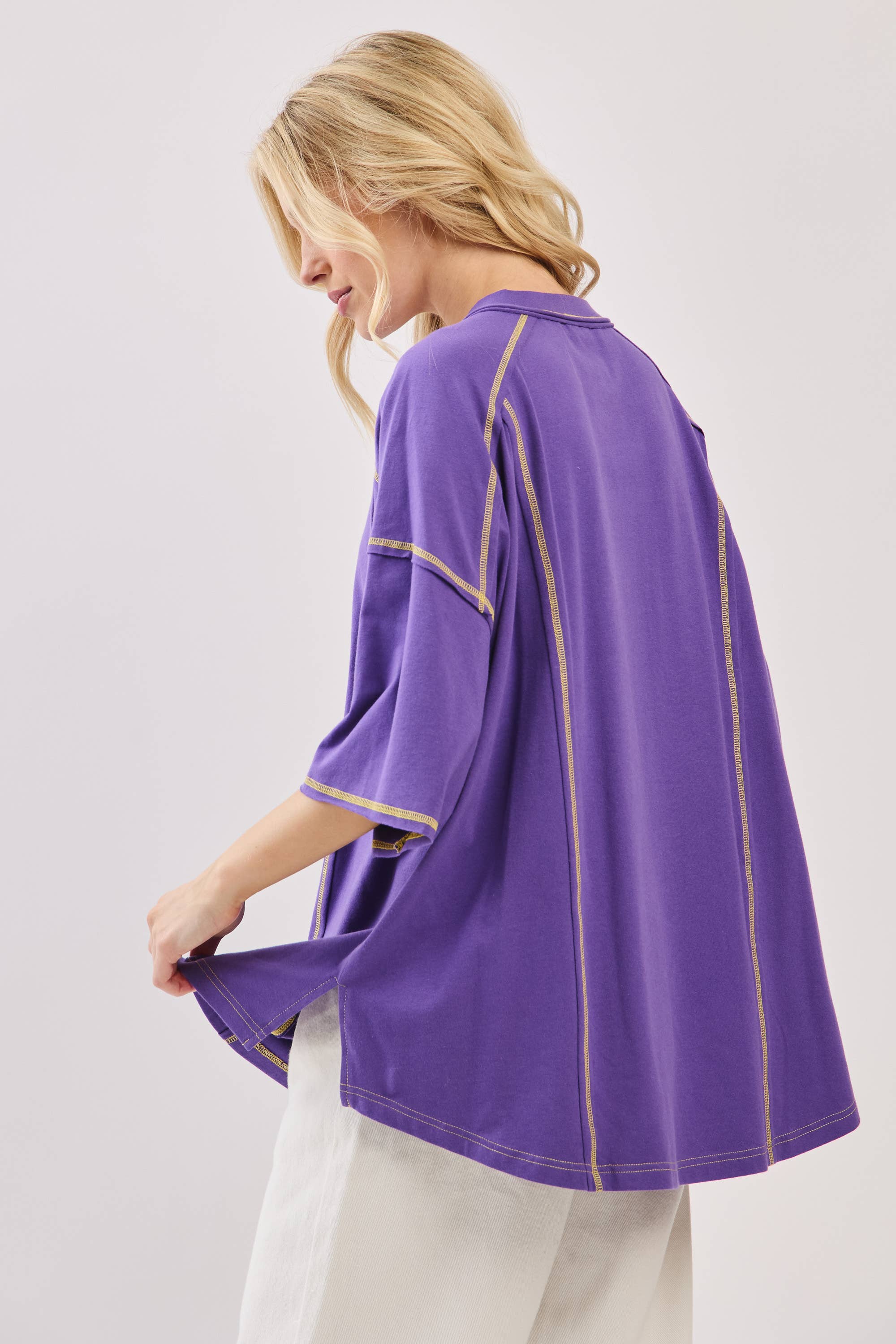 Sewn and Seen – Túnica - Mulher por atacado – Henley Relaxado com Botões34