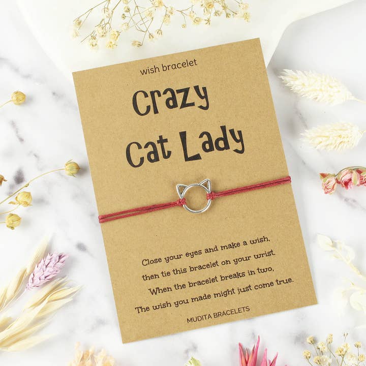 Crazy Cat Lady Wish Bracelet for wholesale by Mudita Bracelets