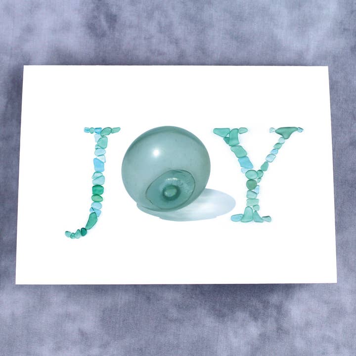 Beachcombing / Etched by the Sea – Großhandel Weihnachtskarte – Sea Glas Float JOY Urlaubsk2
