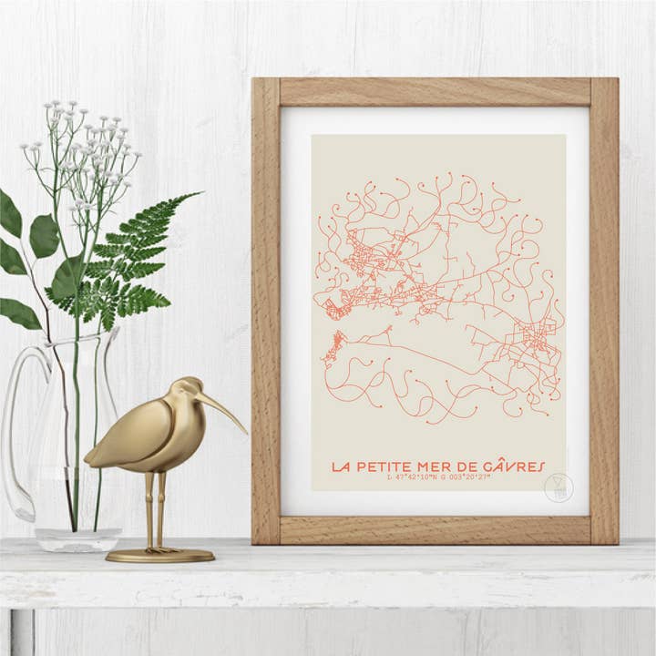 Poster Plan Little Sea Of Gâvre for wholesale by Prao Studio