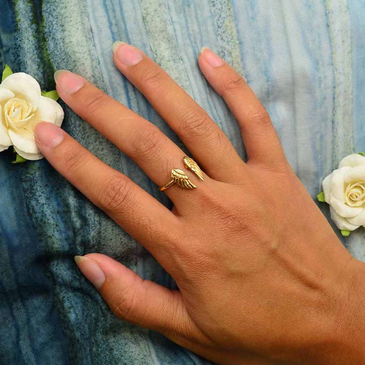 Nina Designs - Wholesale Band/Stacked Ring - Sterling Silver or Bronze Adjustable Angel Wing Ring4