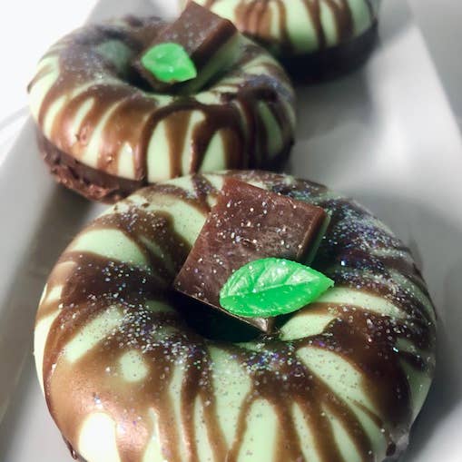 Chocolate Mint Soap Donut,Vegan, Green, Coconut Oil for wholesale by Sweet Rosie’s Soaps & Gifts