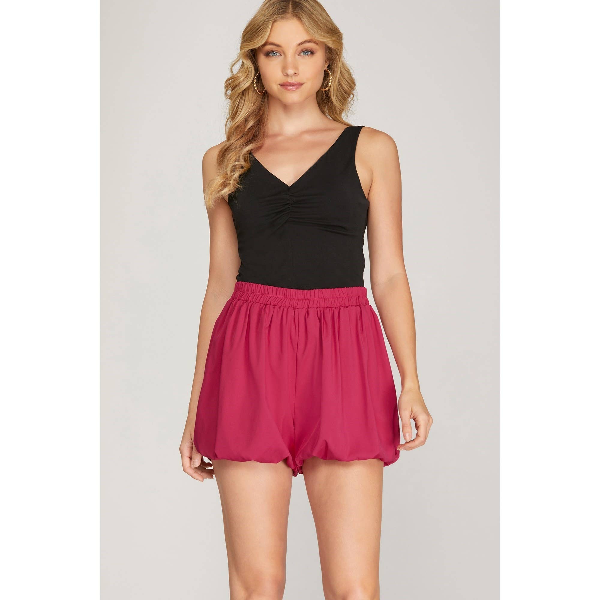 Paperdoll - Wholesale Shorts - Women's - WAIST ELASTIC BUBBLE HEM SHORTS5