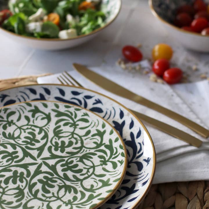Novastyl - Wholesale Dinner Plate - HÉRACLÉE 27cm dinner plate in stoneware with blue decor