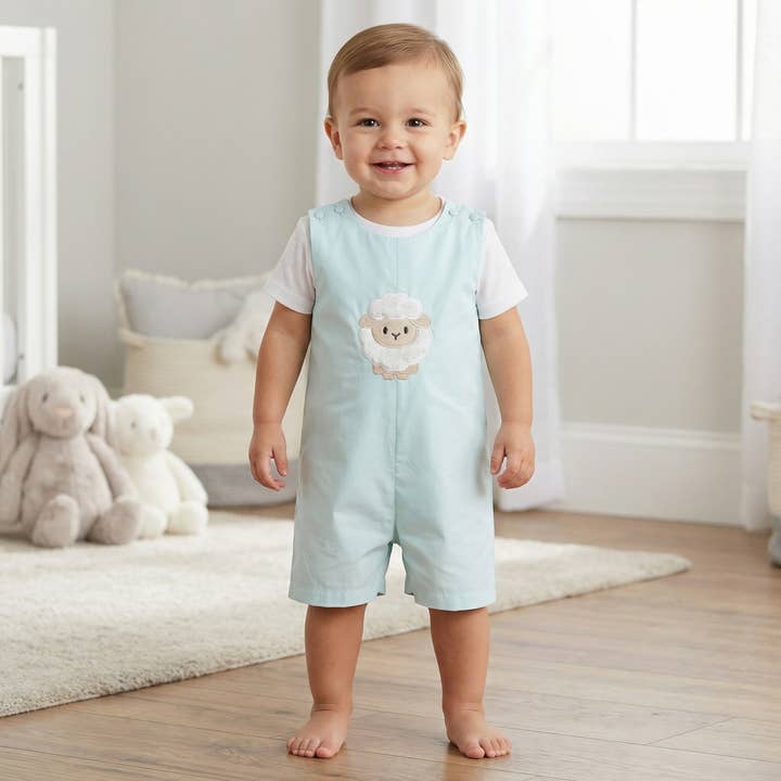 Misty Blue Fuzzy Lamb Shortalls voor wholesale door Lil Cactus