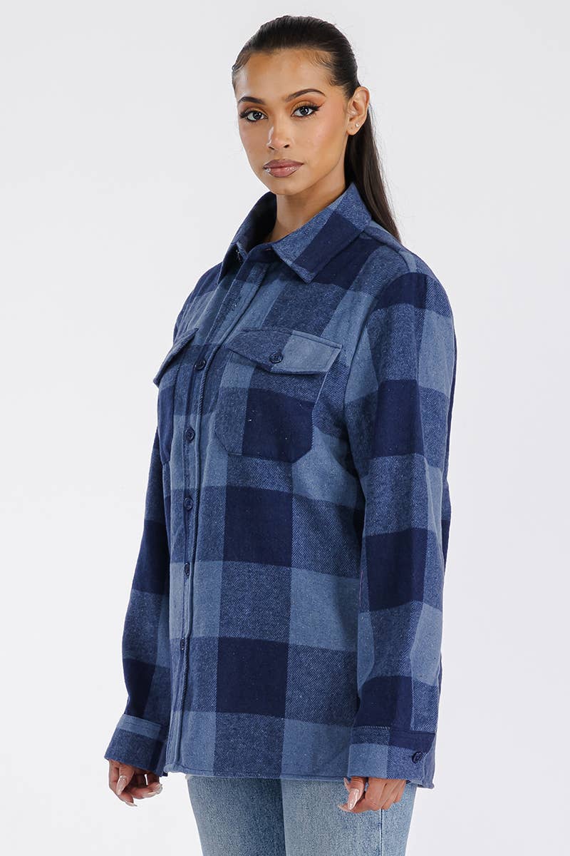 WEIV - Wholesale Shirt Jacket/Shacket - Women's - Boyfriend Oversized Soft Flannel Shacket5
