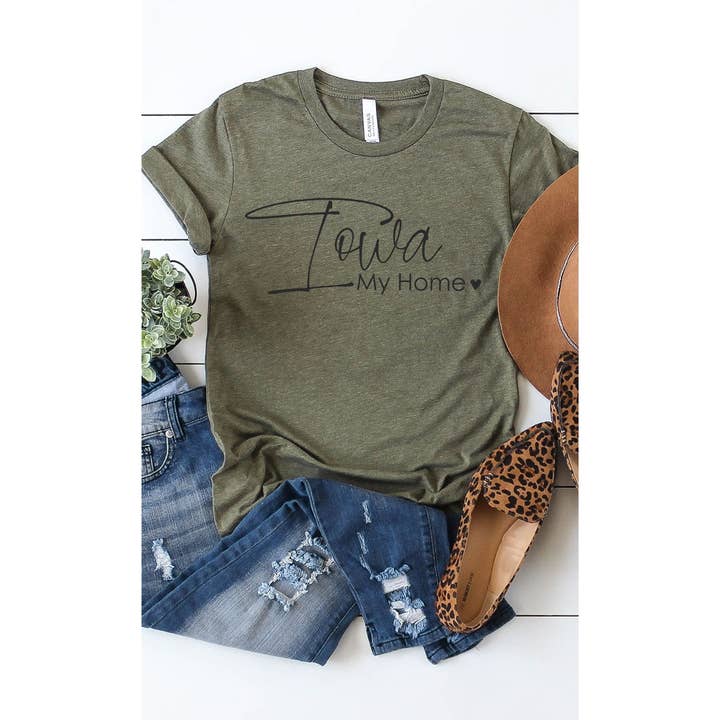 Kissed Apparel - Wholesale Screen Printed T-Shirt - Women's - Iowa my home graphic tee3