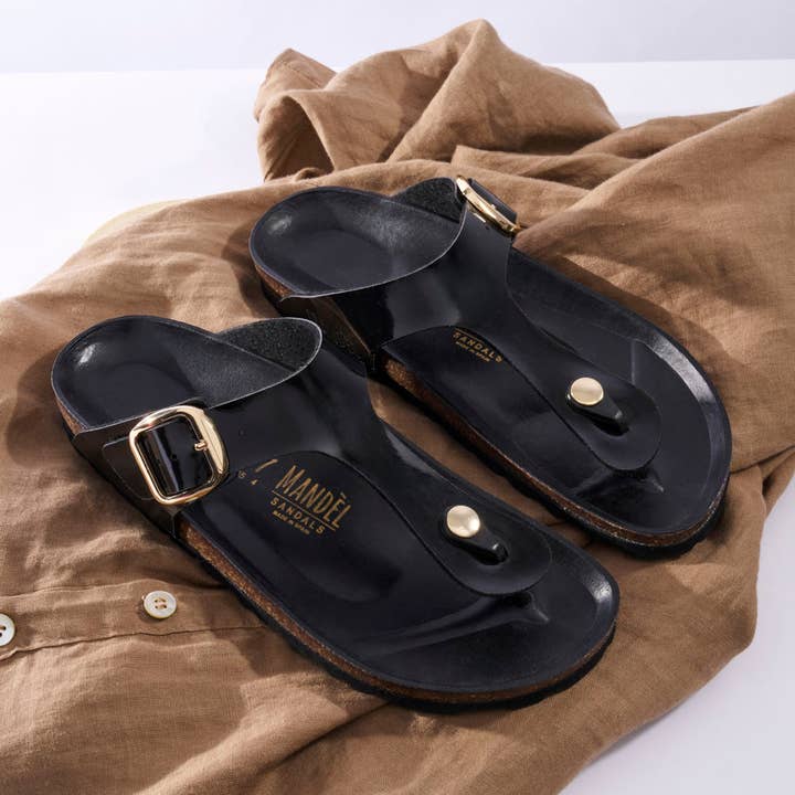 Teenslipper BLANCA BIG BUCKLE zwart - Art.MD2153 voor wholesale door Mandél