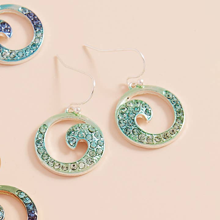 Sensibling Corp. – Brincos de argola por atacado – Brincos Pendentes de Metal Colorido com Ondas em Pedra Pavimentada6