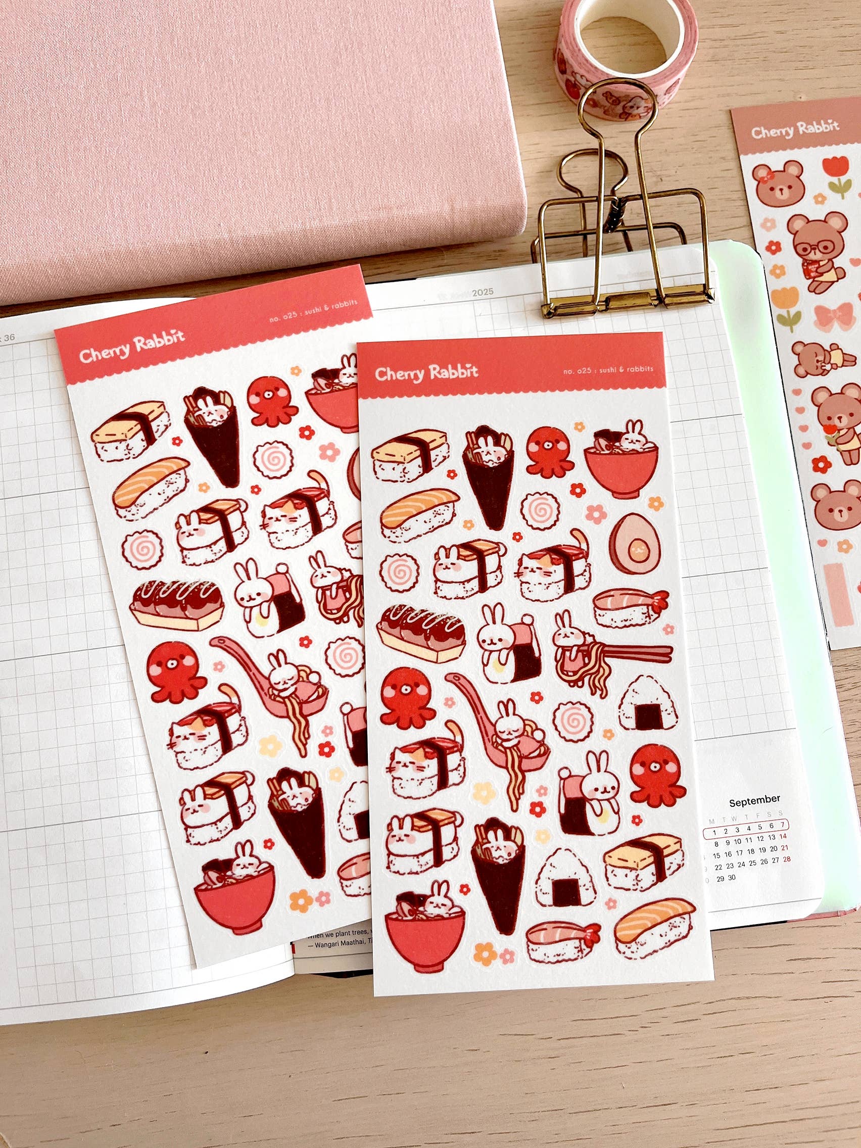 Cherry Rabbit - Wholesale Sticker - Sushi & Rabbits Sticker Sheet no.025