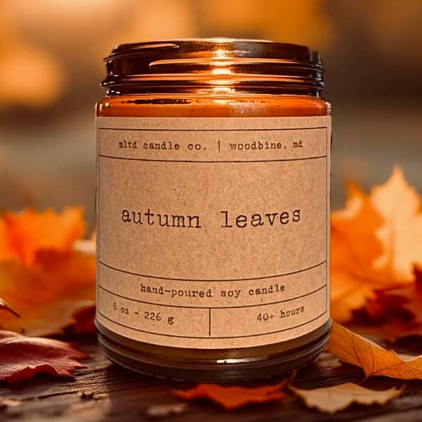 Efterårsblade Sojalys: Tranebær, Muskatnød, Græskar, Duft for engroshandel hos MLTD Candle Co.