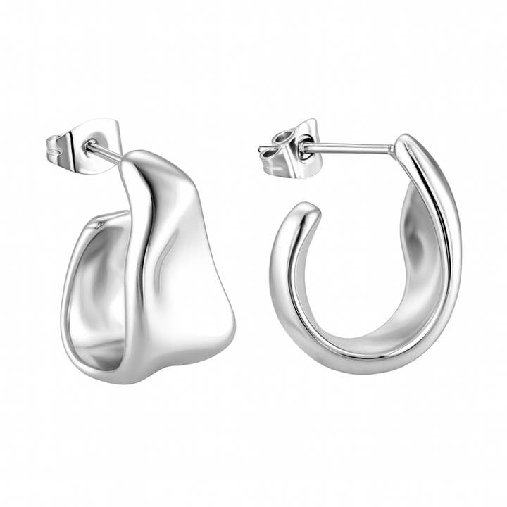 Abstract Silver Hoop Earrings for wholesale by Betty James