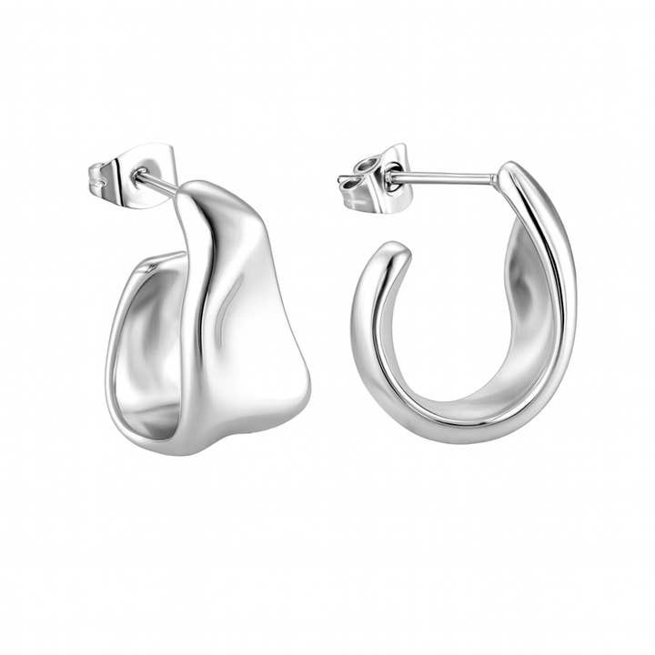 Abstract Silver Hoop Earrings for wholesale by Betty James