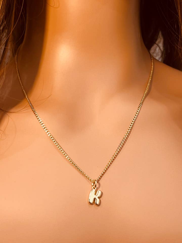 Gold Filled Bubble Initial Necklace | Personalized Piece for wholesale by Haus of Monogram