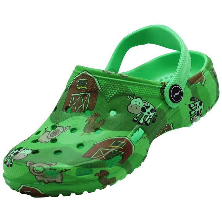 Norty Kid Toddler 6 - Kid 4 Clog Farm Animals C1085G Prepack for wholesale by The Norty Brand