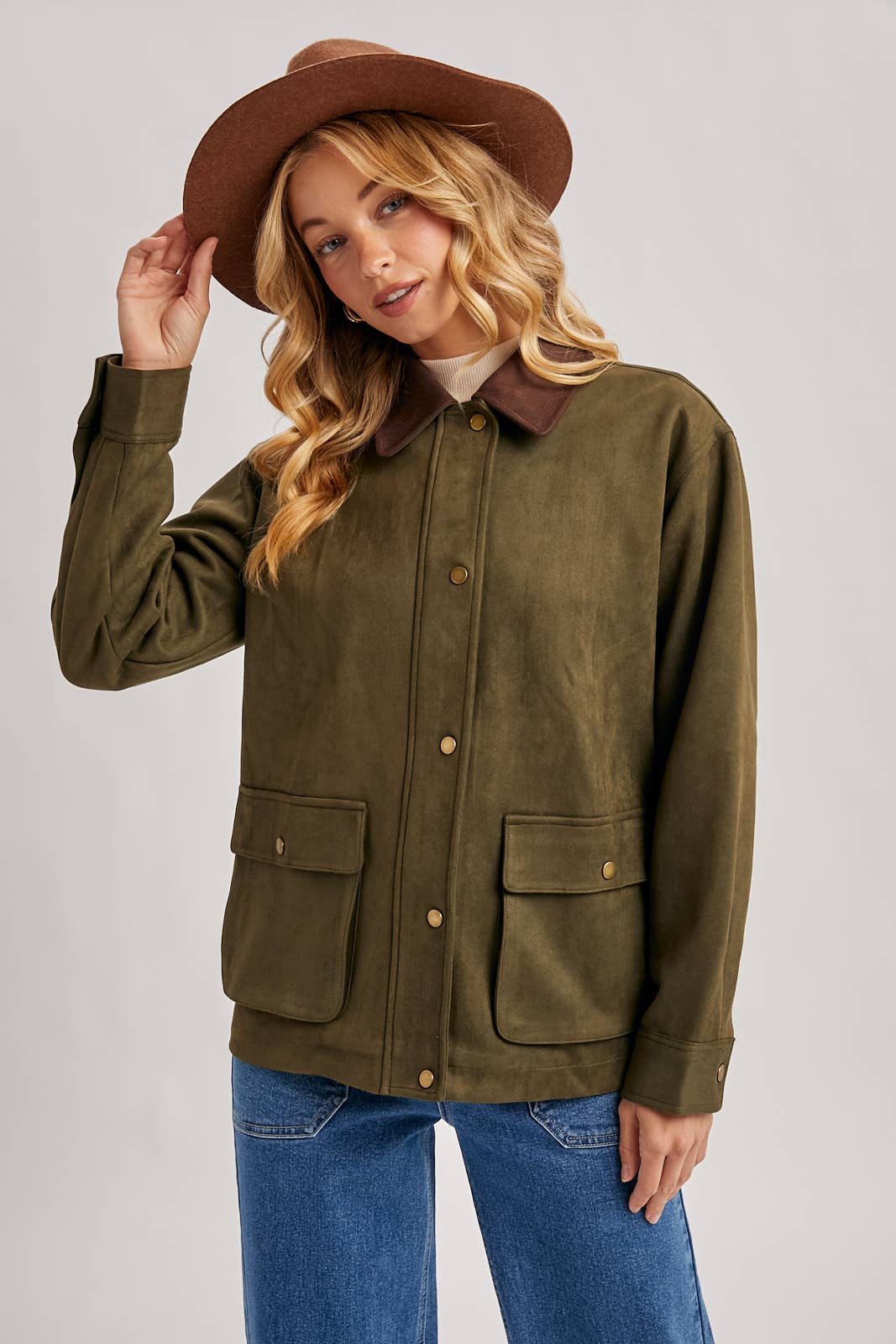 Bluivy - Wholesale Jacket - Women's - BUTTON DOWN FAUX SUEDE BARBOUR JACKET14